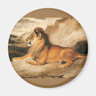 Aimant Animaux sauvages vintage, Lion d'Afrique dans la s