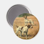 Aimant Animaux Vintage, Chiens de Chasse Pointer Anglais (Recto/Verso)