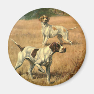 Aimant Animaux Vintage, Chiens de Chasse Pointer Anglais