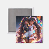 Aimant Anime Black Girls Melanin Animecore (Recto/Verso)