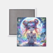 Aimant Anime Girl Arc-en-ciel Chanter Lune Fée (Recto/Verso)