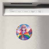 Aimant Anime Girl avec LGBTQIA+ Cape (In Situ (Lave-vaisselle))
