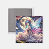 Aimant Anime Girl Moon Fairy Princesse dans le jardin (Recto/Verso)