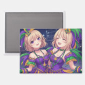Aimant Anime Girls Mardi Gras (Recto/Verso)