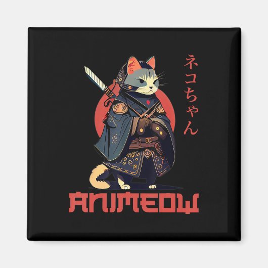 Aimant ANIMEOW Fun Cute Samurai Kawaii Chat Ninja Costume (Devant)