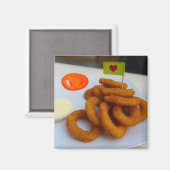 Aimant Anneaux d'oignon avec Mayonnaise et tomate (Recto/Verso)