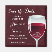 Aimant Anneaux en Verre de Vin Mariage Enregistrer la dat (Devant)