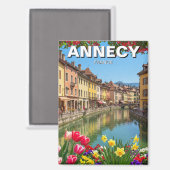 Aimant Annecy France Fleurs Voyage (Recto/Verso)