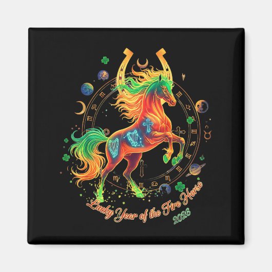 Aimant Année chanceuse du cheval de feu 2026 St Patricks (Devant)