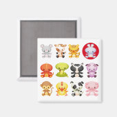 Aimant Année chinoise du dessin animé Zodiac du lapin (Recto/Verso)