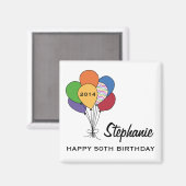 Aimant Année Date, âge, nom Anniversaire personnalisé (Recto/Verso)