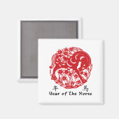 Aimant Année de la coupure de papier du cheval (Recto/Verso)