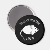 Aimant Année de la souris Rat 2020 avec texte (Recto/Verso)