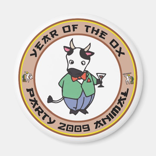 Aimant Année du cadeau Ox (Devant)