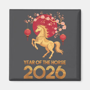 Aimant Année du Cheval 2026 Nouvel An Lunaire Chinois