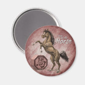 Aimant Année du Cheval Chinois Zodiac Animal Art (Recto/Verso)