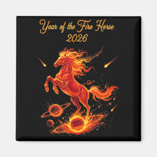 Aimant Année du cheval de feu 2026 Nouvel An chinois luna