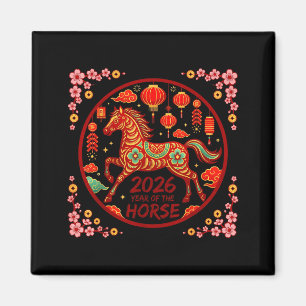 Aimant Année du cheval de feu 2026 zodiaque chinois 1966