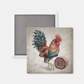 Aimant Année du coq chinois Zodiac Art (Recto/Verso)