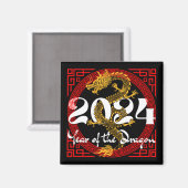 Aimant Année du Dragon 2024 Zodiac chinois (Recto/Verso)