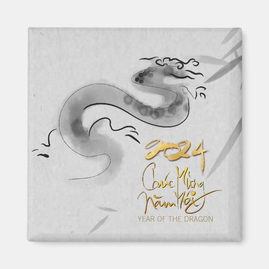 Aimant Année du dragon vietnamien d'origine 2024 M² (Devant)