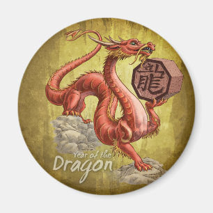 Aimant Année du Dragon Zodiac chinois Art