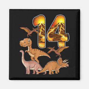 Aimant Anniversaire 14 ans dinosaure T-rex 14 ans