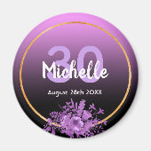 Aimant anniversaire 30 ans violet noir or save the date (Devant)