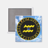 Aimant Anniversaire Aquarius / Zodiac Signes (Recto/Verso)