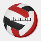 Aimant anniversaire de enfant de volley-ball noir rouge (Devant)