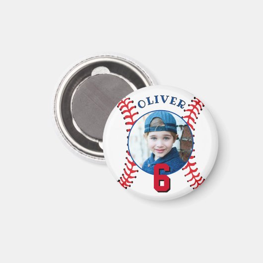 Aimant Anniversaire de enfant du baseball Ball Photo (Recto/Verso)