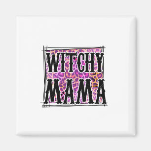 Aimant Anniversaire de Halloween Leopard Witchy Mama