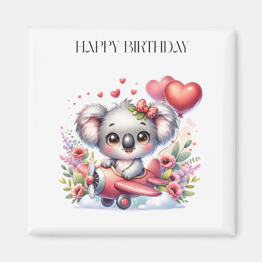 Aimant Anniversaire de Koala Volant (Devant)