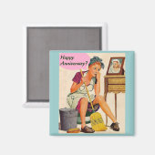 Aimant Anniversaire de la ménagère rétro (Recto/Verso)