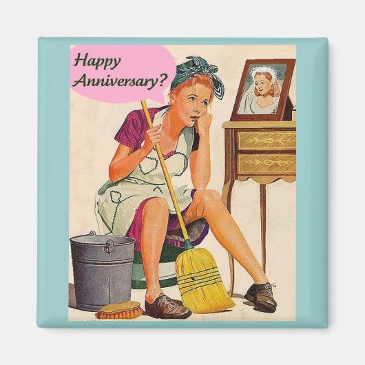 Aimant Anniversaire de la ménagère rétro (Devant)