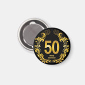 Aimant Anniversaire de la Parties scintillant d'or de 50  (Recto/Verso)