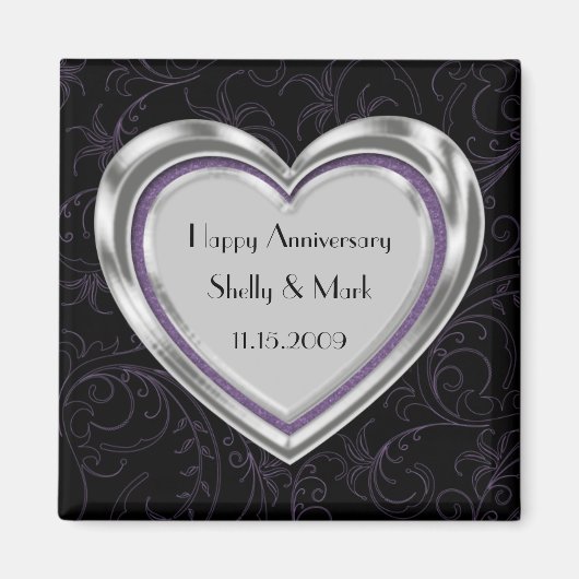 Aimant Anniversaire de l'argent et du violet (Devant)