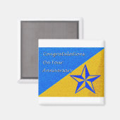 Aimant Anniversaire de l'employé bleu et or étoile (Recto/Verso)