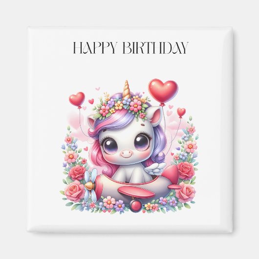 Aimant Anniversaire de Licorne Pilote (Devant)