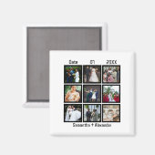 Aimant Anniversaire de mariage personnalisé moderne 9 pho (Recto/Verso)