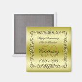 Aimant Anniversaire du 50e Mariage d'or élégant (Recto/Verso)