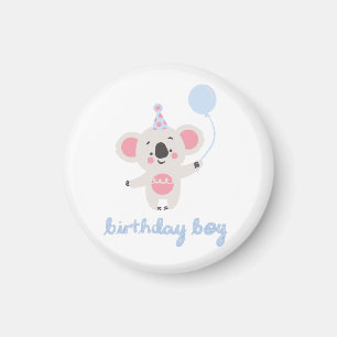 Aimant Anniversaire Garçon Teddy Ours Tenant Un Ballons