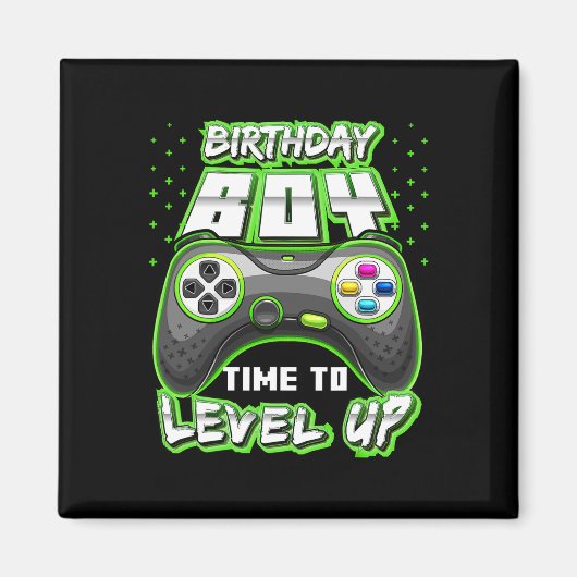 Aimant Anniversaire Garçon Temps De Niveau Up Video Jeu A (Devant)