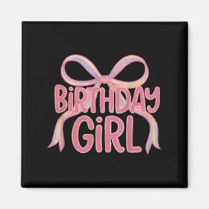 Aimant Anniversaire Girl Ribbon avec mignonne Bow Party