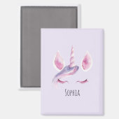 Aimant Anniversaire Licorne Violet Rose (Recto/Verso)