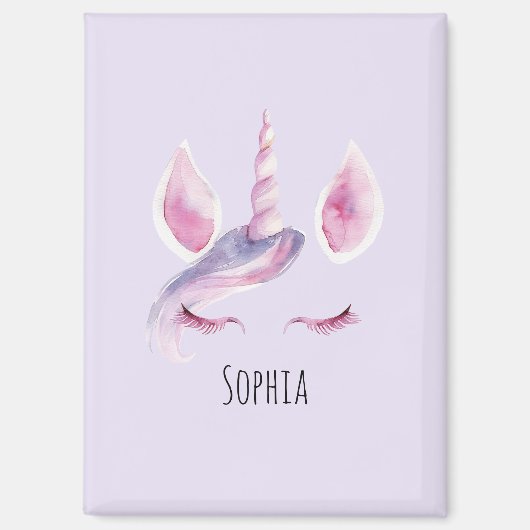 Aimant Anniversaire Licorne Violet Rose (Recto)