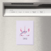Aimant Anniversaire Licorne Violet Rose (In Situ (Lave-vaisselle))