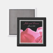 Aimant Anniversaire mariage Pétales Rose (Recto/Verso)