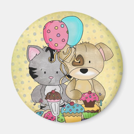 Aimant Anniversaire mignon (Devant)