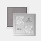 Aimant Anniversaire passé et présent de la photo Silver (Recto/Verso)